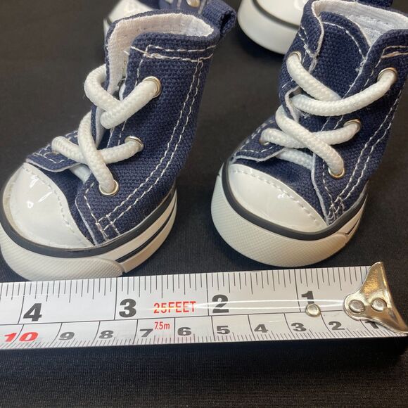 ~ NEW Dog Sneakers High Tops 3# Puppy Pet Cat Tennis Shoes Navy Blue Lace Up - Picture 5 of 14